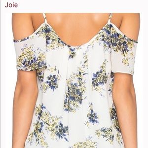 Joie Adorlee Floral Print Silk Cold Shoulder Top